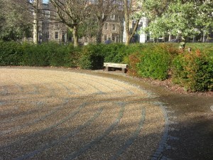 February sunshine on George Square labyrinth Edinburgh