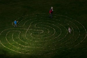 Sand Labyrinthe with lights at the Addenbrooke's hospital.